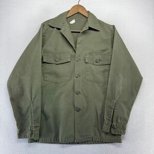 VIntage OG 507 Military Shirt Mens Medium 15 Green Military Cotton Uniform Army